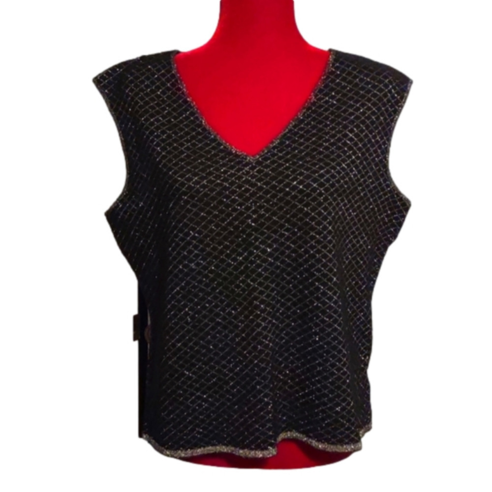 𝅺Jones New York Black w/Gold thread Sleeveless Sweater; Size Extra Large NWT
